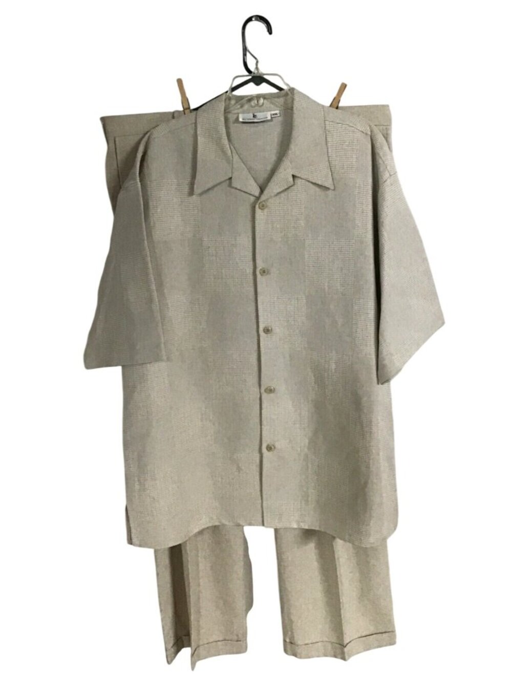 Yale Trouser Collection 2XL Cotton Linen Tan SS Button Front Shirt and Pants Set